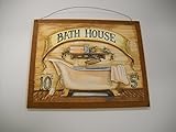 Bath House Wooden Bathroom Wall Art Sign Powder Room