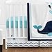 Sweet Jojo Designs 11-Piece Turquoise, Navy Blue and White Whale Nautical Ocean Baby Boys or Girls Crib Bedding Set Without Bumper