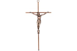ACHIBANG Crucifix Wall Cross, Metal Catholic Jesus Cross for Wall Decor, 10 Inch - Antique Copper
