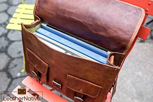 Leather Native Crossbody NEW Men's Genuine Vintage Brown Leather Messenger Shoulder Laptop Bag Briefcase School / Work / Business Bag Great Gift For Men And Women Pre Valentines Day Special Sale!