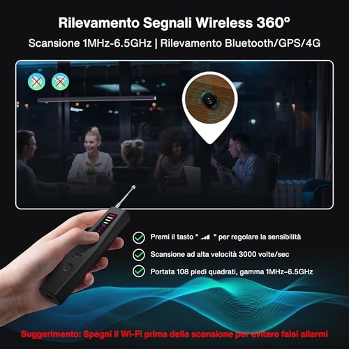 5-in-1 Professional Spy & Hidden Camera Detector, 2025 Anti-Spy GPS Spy Detector, Burglar Alarm, Bedbugs, RF Devices and Audio with Advanced Scanning for Home, Hotel, Office