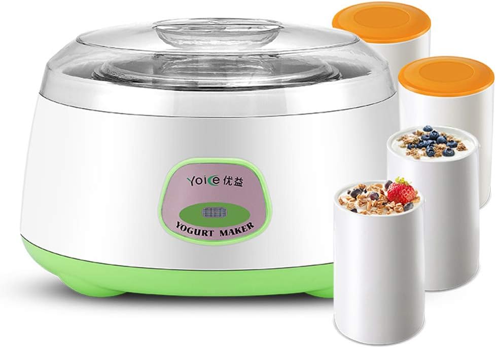 JINRU Yogurt and Greek Yogurt Maker- Automatic Electric Easy Yogurt Maker Machine-Household Stainless Steel Liner,Green
