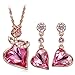 QIANSE Jewelry Set Gifts for Her for Women Rose Gold Necklace Earrings Jewelry Sets Crystals Set for Women for Her Christmas Birthday Gifts for Mom Grandma for Wife