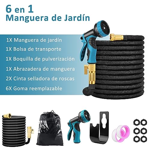 Manguera para Jardin,100FT/30M Manguera Expandible con Boquilla de 10 Funciones,3/4" Conectores de Latón,Manguera de Agua Flexible a Prueba de Fugas sin Torceduras,para Regar Flores,Lavado de Autos