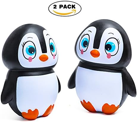 Kyson 2PCS Cute Soft Jumbo Squishy Slow Rising Toy Penguin Kawaii Emoji Toy for Kids,Adults,Relieving Stress&amp;Anxiety,Cabinet Decor