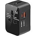 Universal Travel Adapter with 3.0A PD USB-C & QC USB-A Ports, Fast Charging International Plug Adapter, Worldwide Wall Charger AC Power Plug Converter Adaptor for US to EU UK AUS Asia