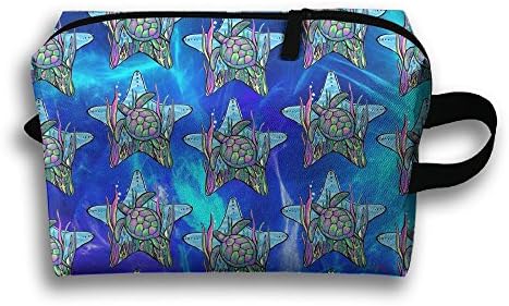 Sea Turtle In Five-pointed Star Oxford Travel Toiletries Bag Sturdy Organizer Cosmetic Handbag For Women Men Portable