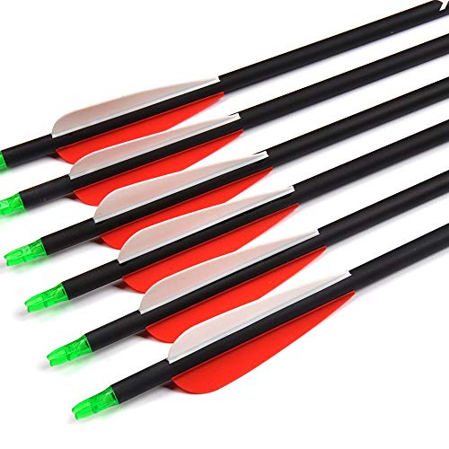 M.A.K Archery Outdoor Hunting Carbon Arrows 6PCS 30" Archery Metal tip 7.8mm Shaft Spine 550 Removable Arrows with Field Points Replaceable Tips for Recurve & Compound Bow