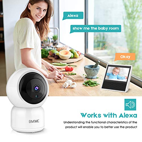 OMMC Wireless Security Camera, 1080P Home IP Camera Baby Monitor with Night Vision/2-Way Audio/Motion Detection,Compatible with Alexa