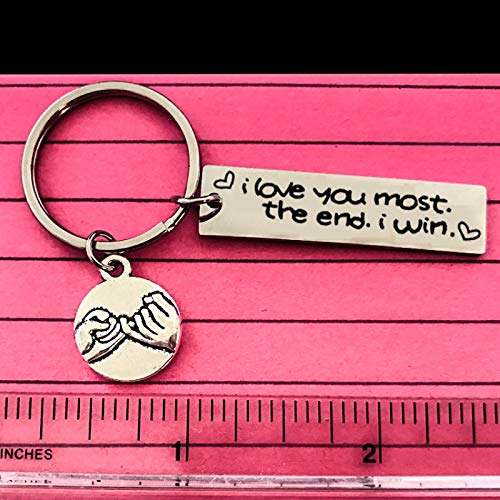 Runalp I Love You Most The End I Win, Stainless Steel Key Chain, Gift for Couple, Style 1