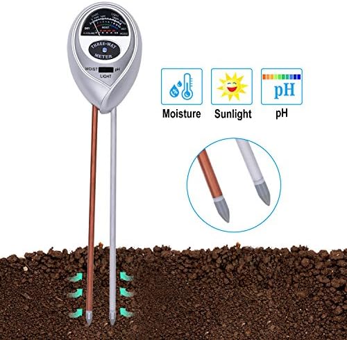 TBLUES Soil pH Meter, 3 in 1 Soil Test Kit Including Soil Moisture Meter, Sunlight Meter, PH Meter for Garden, Lawns, Farm, Home, Gardening Tools and Gifts for Women, Men(No Battery Needed)