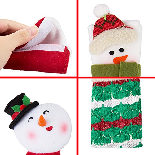 Korlon 5 Pack Christmas Refrigerator Handle Covers Set, Indoor Christmas Kitchen Decorations Snowman Appliance Door Covers with 2 Snowman Refrigerator Magnets