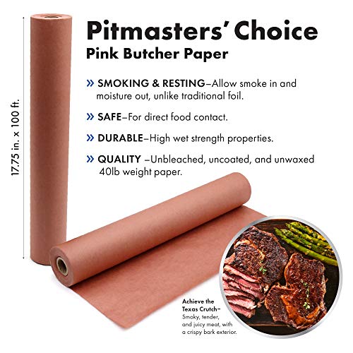 Pink Butcher Paper Roll (17.75 inches x 100 feet), Unbleached, Unwaxed