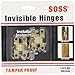 SOSS - 101CUS4 Mortise Mount Invisible Hinges with 4 Holes, Zinc, Satin Brass Finish, 1-11/16