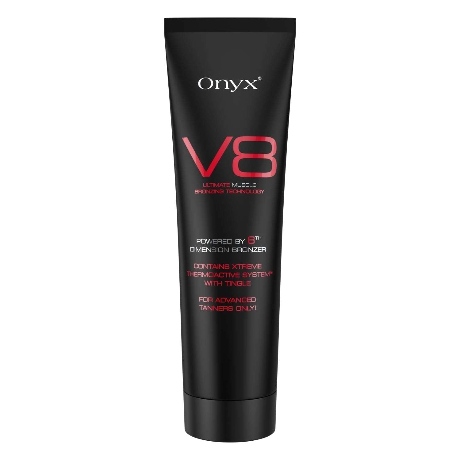Onyx V8 Men’s Tingle Sunbed Cream - Indoor Bronzing Accelerator for Body with Hot Tingle Effect, Muscle-Enhancing Formula for Dark Even Results & Streak-Free Finish | 150 ml