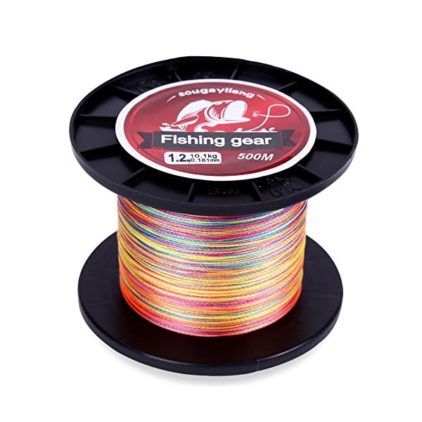 Sougayilang-500m547Yards-4-Strands-12lb-72lb-Multifilament-Pe-Superbraid-and-Braided-Fishing-Line-Grey-Yellow-Black-Green-Multicolor