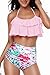 WIWIQS Family Matching Swimwear Baby Girls Floral Printed Bikini Set Pink 92