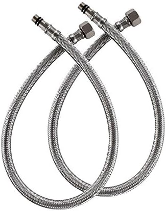 Friho Faucet Hot and Cold Water Lines, Faucet Connector Braided Stainless Steel Supply Hose 3/8-Inch Female Compression Thread X M10 Male Connector, 23.6 Inch Long x 2 Pcs (1 Pair)