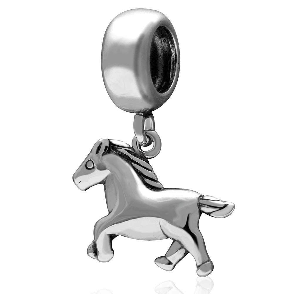 925 Sterling Silver Baby Horse Charm Animal Charm Pet Charm Birthday Charm for Pandora Charm Bracelet (A)