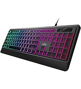 Fiodio Rainbow Membrane Gaming Keyboard, Quiet Wired Computer Keyboard, 104 Silent Keys, 26 Anti-...
