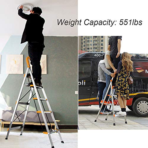 SogesHome Ladder Aluminum Ladder Step Ladder Folding Ladder Lightweight Multi Purpose Portable Home Ladder 4 Step,JF-004-SH