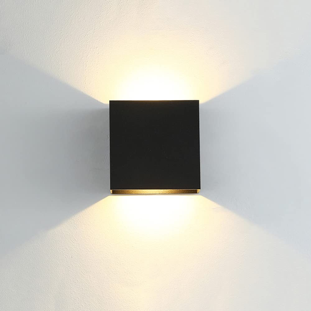 CYUaoao 7W Aluminum LED Wall Sconce Indoor/Outdoor Black 3000K Warm Light Sconces Ip65 Waterproof LED Wall Lamp [Energy Efficiency Class A ++]