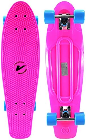Velocity Boards 27" PP Retro Cruiser Complete Banana Skateboard w/ Aluminum Trucks, Fast ABEC-7 Bearings, Wheels & Bushings (Pink)