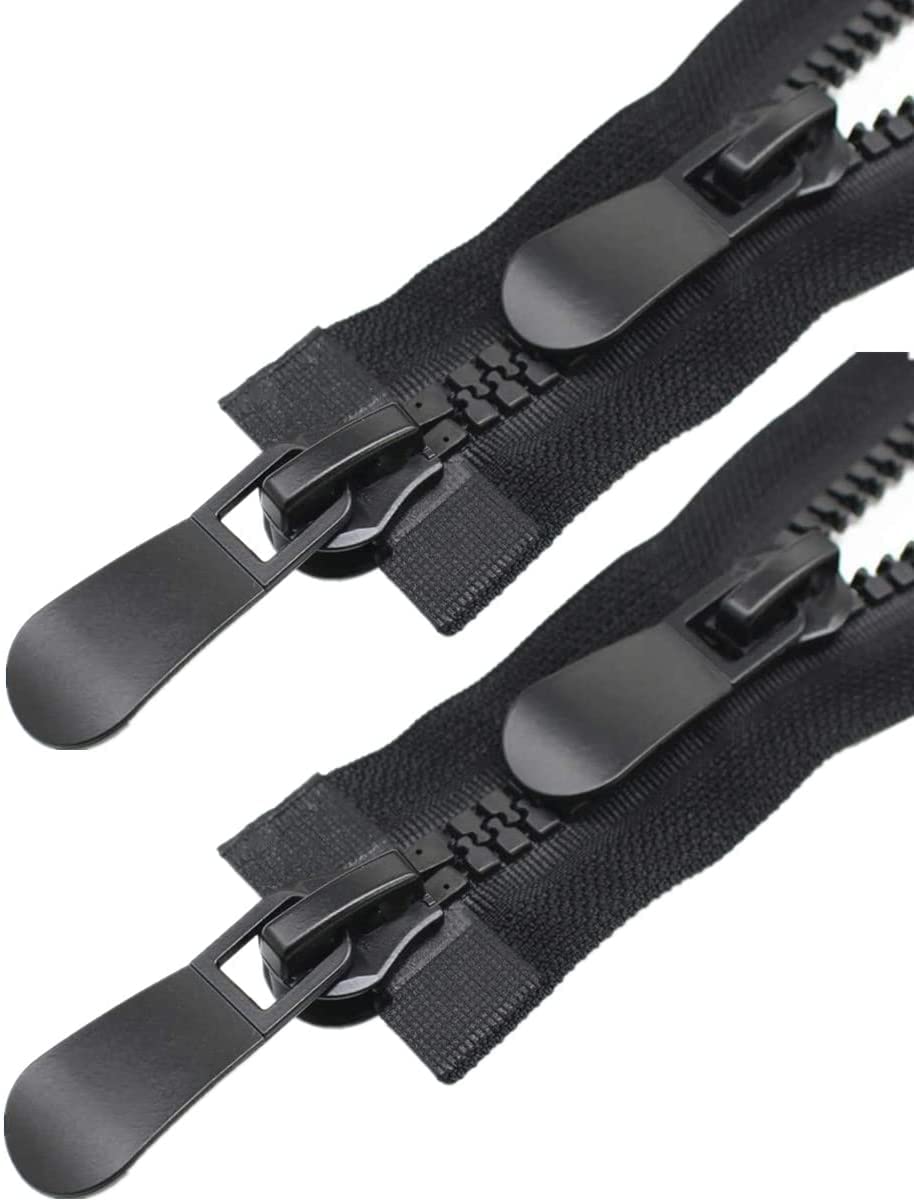 Photo 1 of #10 2pcs Zippers Two Way Separating Plastic Double Slider Black Large Resin Zippers for Sewing, Parka, Winter Coat Heavy Duty Bulk for Clothes DIY Craft Bags(80cm/32inch)