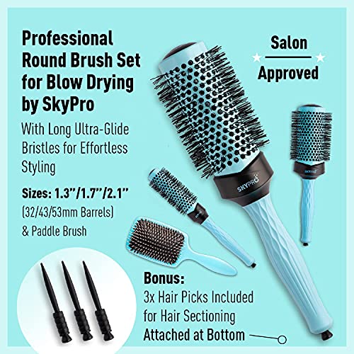 Professional Series 4Piece Round Brush Set for Blow Drying with Paddle