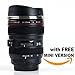 Special Amazon Deal - Original Camera Lens Mug now with FREE Mini Lens Cup - Upgraded Stainless Steel Coffee Thermos With Handy Sipping Cover - Fun Canon Replica Mug - Black - Fulfilled by Amazon