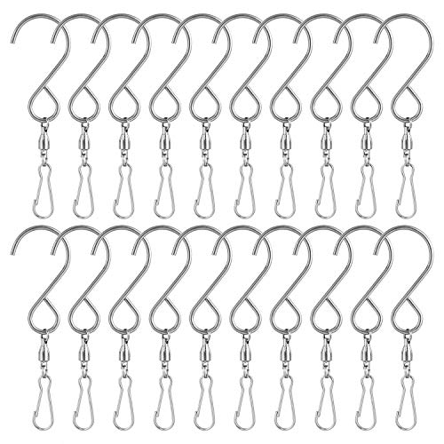 KUUQA 20 Pack Swivel Hooks Clips Wind Spinner S Hook Clips Hanging Wind
