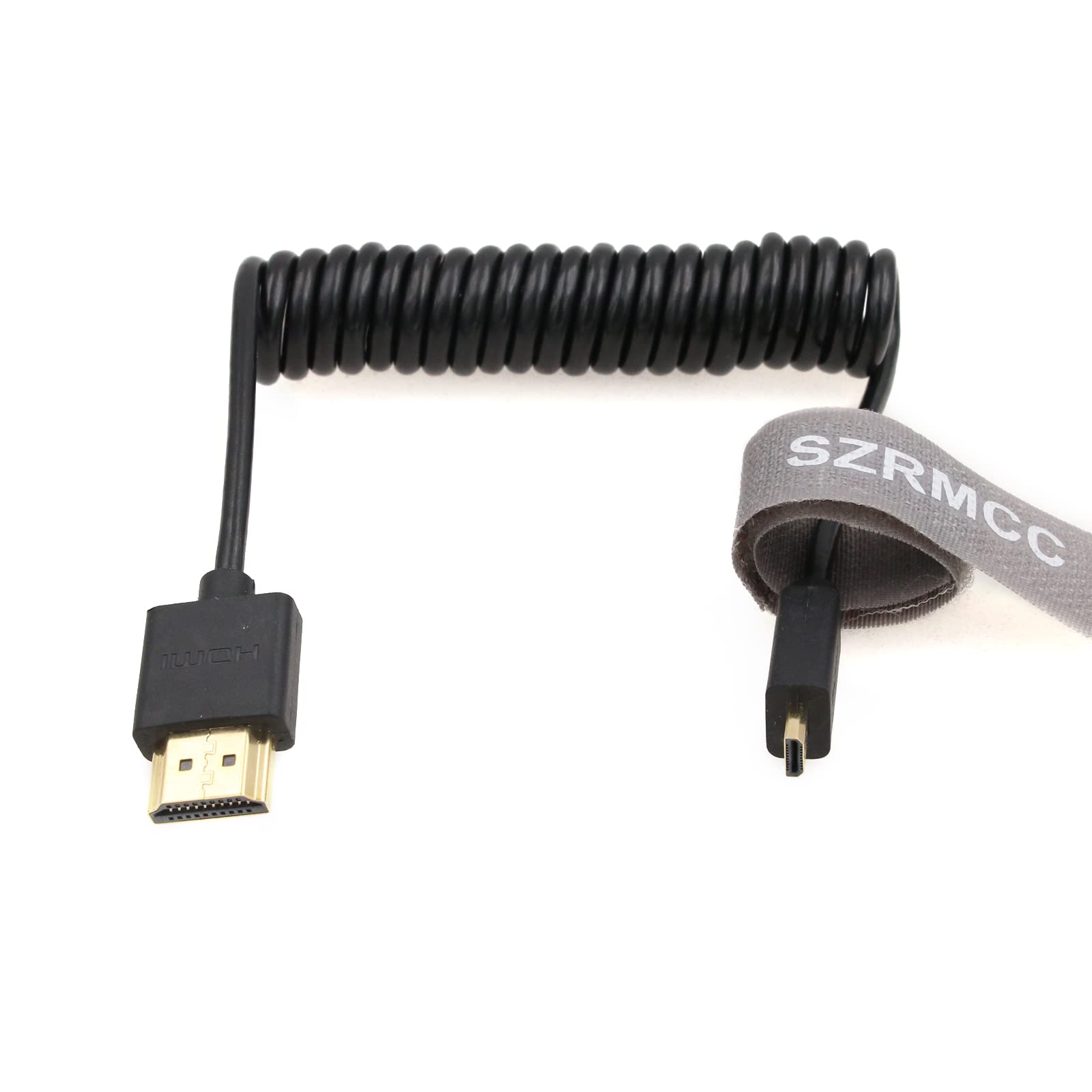 SZRMCC 8K 2.1 Micro HDMI to HDMI High Speed Coiled Cable for GoPro Hero 3/4 Canon EOS M5 Sony A6000 A7III RX10 Nikon B500 Z6 Raspberry Pi 4 Atomos Ninja 2 Monitor — image 1
