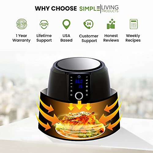 Simple Living Products XL Digital Air Fryer, 7 Custom Presets, 2 Hour