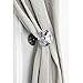 Hipiwe 2 Packs Glass Crystal Curtain Holder, 60mm Curtain Hook, Window Drapery Tie Backs Clips, Wall Cap Coat Hook Hanger Tassel Holder (Black)