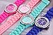 Women 12 Wholesale Assorted Crystal Rhinestone Large Face Watch Silicone Jelly Link Band