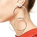 QTMY Statement Big Large Unique Hoop Earrings for Women Stainless Steel Double Round Circles (Silver)