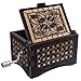 Black Music Box You are My Sunshine, Wood Engraved Hand Crank Sunflowers Musical Boxes Home Decoration for Birthday (Black-You are My Sunshine)