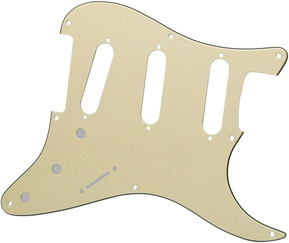 FLEOR Set of 8 Hole SSS Pickguard and Guitar Backplate with Screw for Vintage ST Style Guitar Parts Replacement,3Ply Cream - Image 3