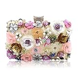 Milisente Women Clutches Colorful Flower Evening Bag Sequins Satin Evening Clutch