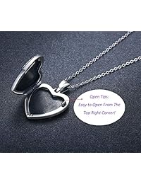 MEDWISE 925 Sterling Silver Locket Necklace That Holds Pictures Angel Wings Locket Necklace Pendant Gift for Women Always in My Heart Photo Lockets Keepsake