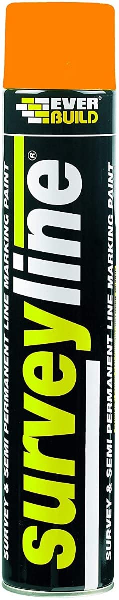 Everbuild Surveyline Semi-Permanent Spray Paint – Ideal For Survey Line Marking – High Covering Power – Easy To Apply – Orange – 700ml