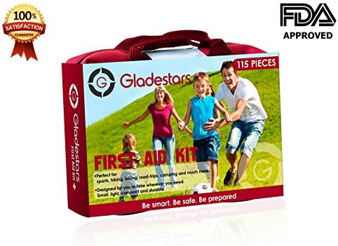 115 Piece First Aid Kit Ideal for Injuries &amp; Medical Emergency. Suited for Home Kitchen Office School Sports Outdoors Camping Hiking Car Travel and Much More. Be Prepared with This Quality Kit.