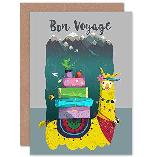 Wee Blue Coo Llama Bon Voyage Card