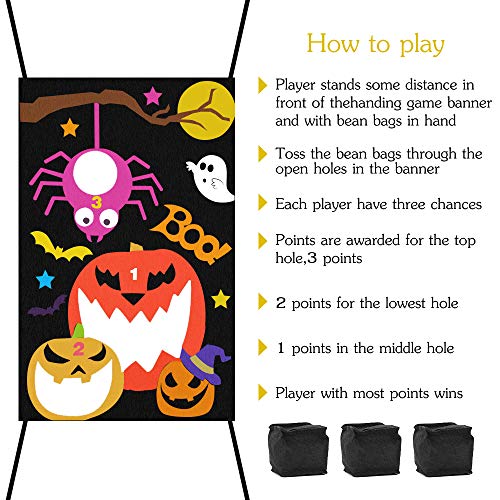 Verkstar Halloween Party Games All Ages Kids Throwing Felt Sandbags Hanging Games with 3 Bean Bags,Halloween Decoration Indoor Outdoor Activity for Party, Carnival,Birthday Christmas Parties