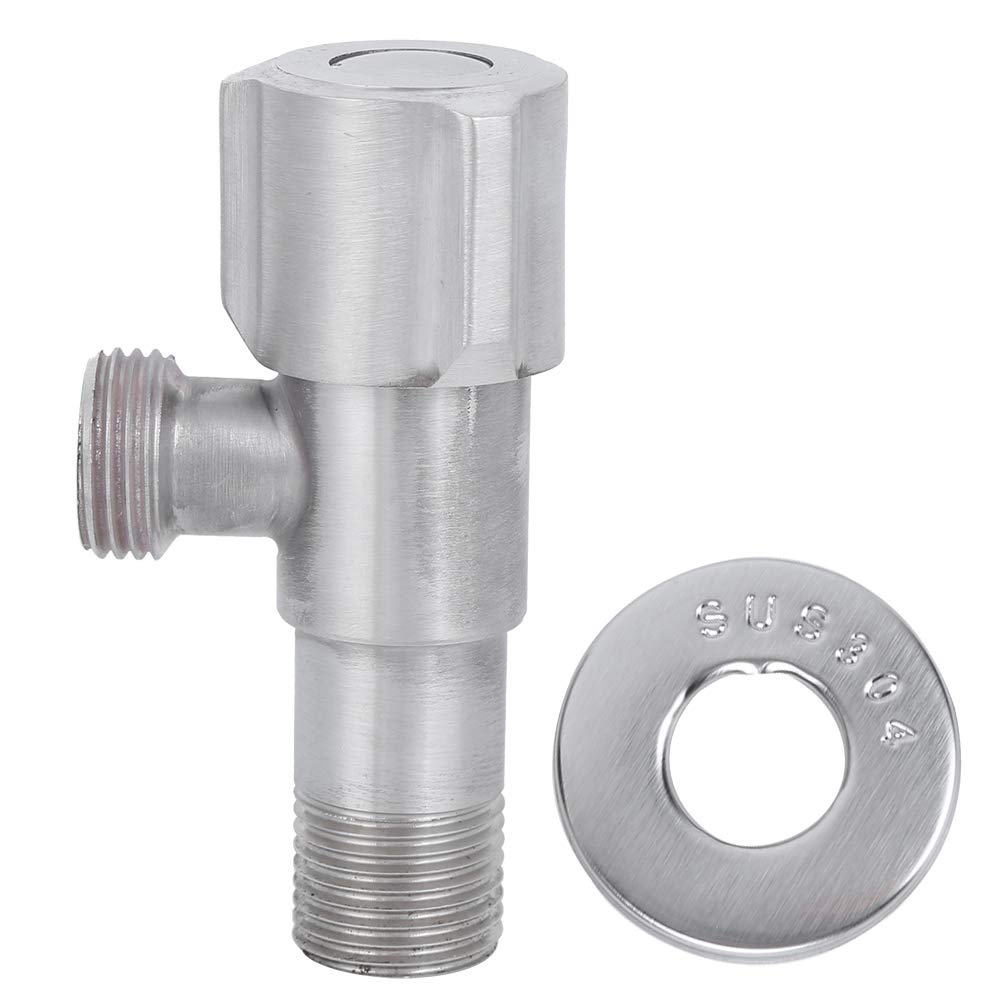 G1/2in Thread Angle Stop Valve Stainless Steel Hot Cold Stop Valve Angle Stop Shut Off Valve Waterflow Control Valve Faucet Angle Valve for Bathroom Faucet Kitchen Sink Toilet Tank