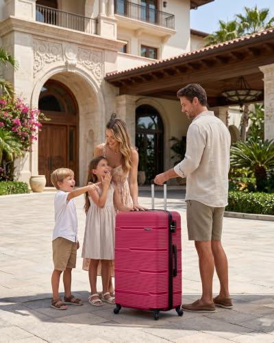 ZAAPPY Hard Shell Horizon Line ABS Lightweight 32 Inch (36-40kg) Luggage, Combination Lock Suitcase