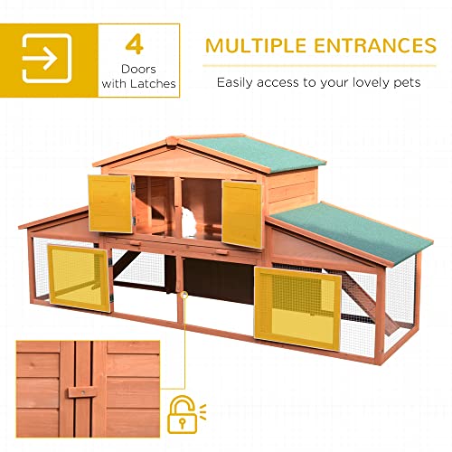 PawHut Large Wood Rabbit Hutch Outdoor Materials Safer for Pets