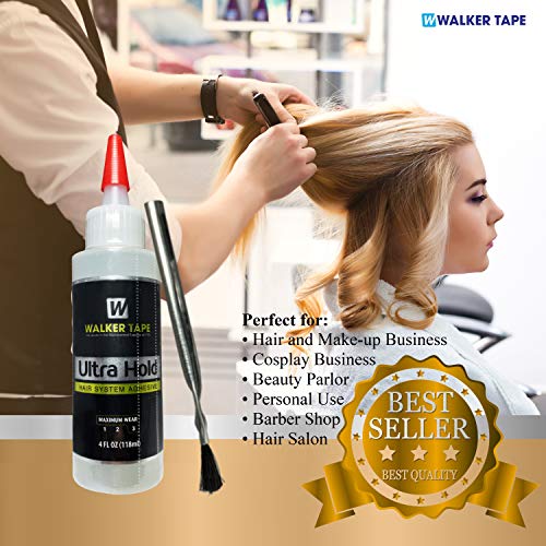 Ultra Hold Hair System Adhesive 4oz Nozzle Top W/Brush Bundle Pack