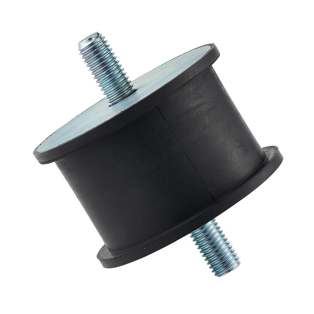 Rubber Cylindrical Vibration Isolator Mount with 2 Threaded Studs, Inch Size, " 3.15"Diameter, 1
