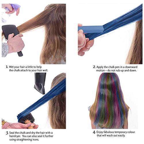 Hair Chalk, 12 Colors Hair Chalk Pens,Chalk Hair Dye,Colored Hair